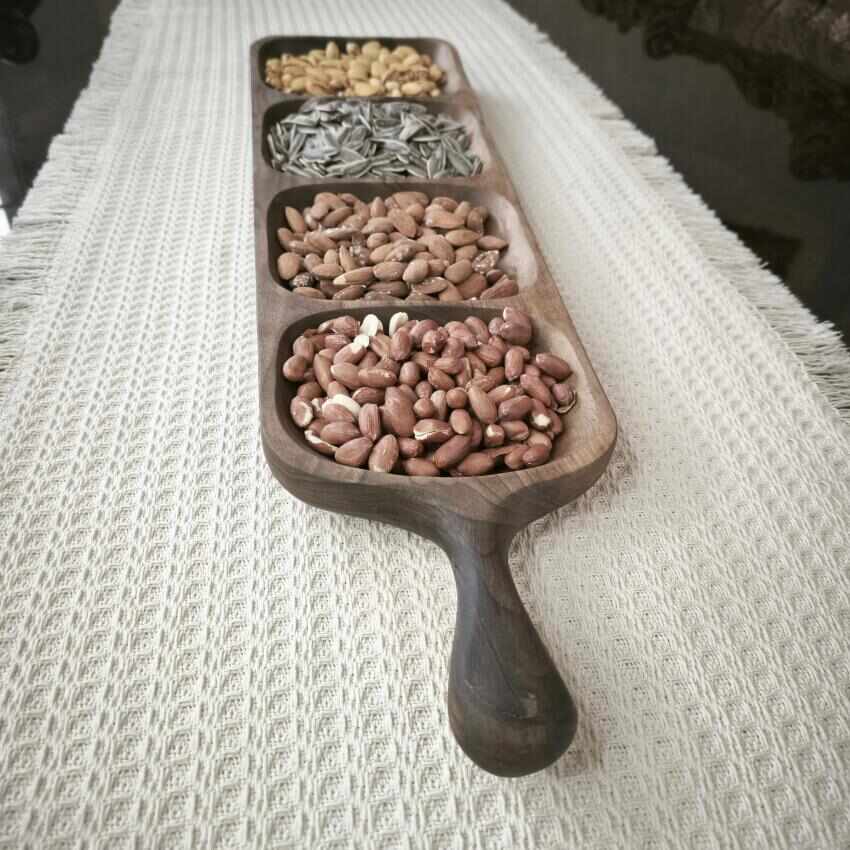 اردو خوری و رولت خوری  اردوخوری 4 خانه دسته دار چوبی دستساز گردو کد446 